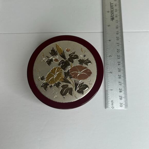 Avon Vintage Imari Treasure Cache Trinket Box VINTAGE 1986 Burgundy Floral Lid - Picture 7 of 9
